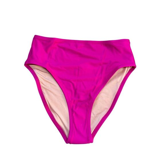 J. Crew High Rise Full Coverage Bikini‎ Bottoms S Radiant Fuchsia Pink Swim NEW - Picture 1 of 4